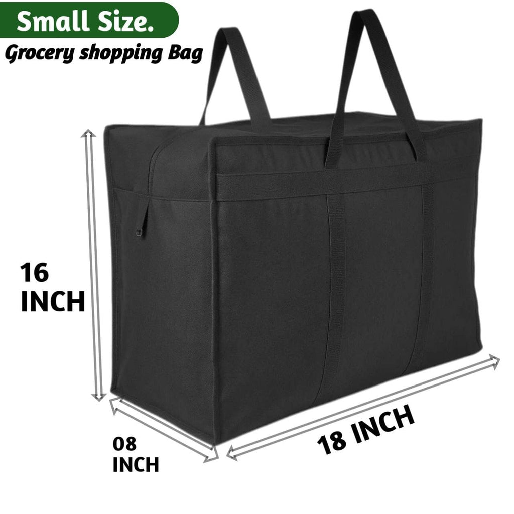 COTTON BLADES Big Eco Cotton Canvas Shopping Bags For Carry Milk Grocery Fruits Vegetable With Reinforced Handles Jhola Bag - (18X8.5X14 -Inches, (Black)