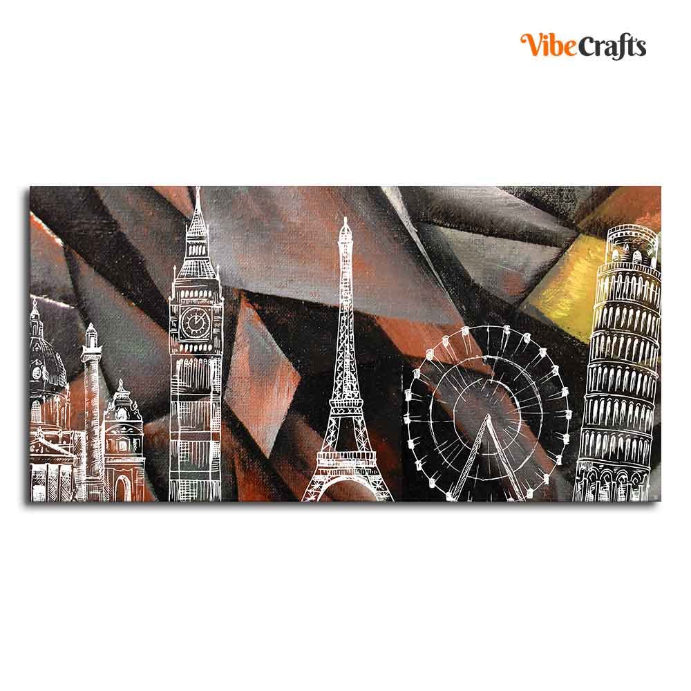 VIBECRAFTS Canvas Paintings for Living Room Drawing Room Architectures Art Canvas Wall Painting Fitted With Wooden Frame For Home | Office | Living Room | Gifts (PTVCH_2557)