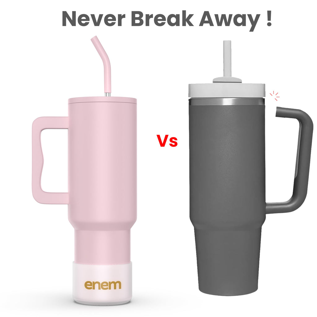 enem Tumbler, Rose Whisper, Tumbler with Metal Straw, Sipper, with Lid Leak Proof, 1 Metal Ice Cube, 1 Copper Spring (Tamba), Base Protector, Mug Travel, 1.2L