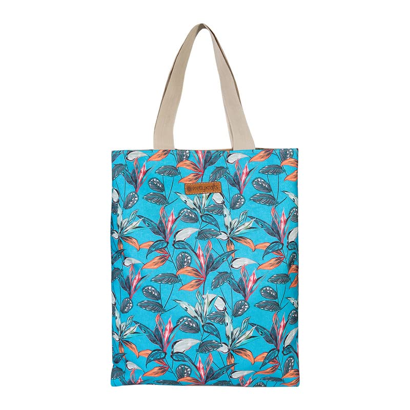 PrettyKrafts Tote Bags Cotton Shopping Bags with Shoulder Length Handles, Grocery Shopping Cloth Bags, Reusable, Washable Tote Bag for Women, Teacher, Mother as Gifts, Green