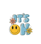 Heu “It’s OK” Smiley Printed Canvas Tote Bag | Cute Aesthetic Reusable Cotton Shoulder Bag | Positive Quote Shopping Tote for Women & Girls
