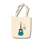 snapiq COTTON 350 GSM Canvas Tote Bag for Women and Girls Thick Fabric with Zipper (Beige, Guitar1)