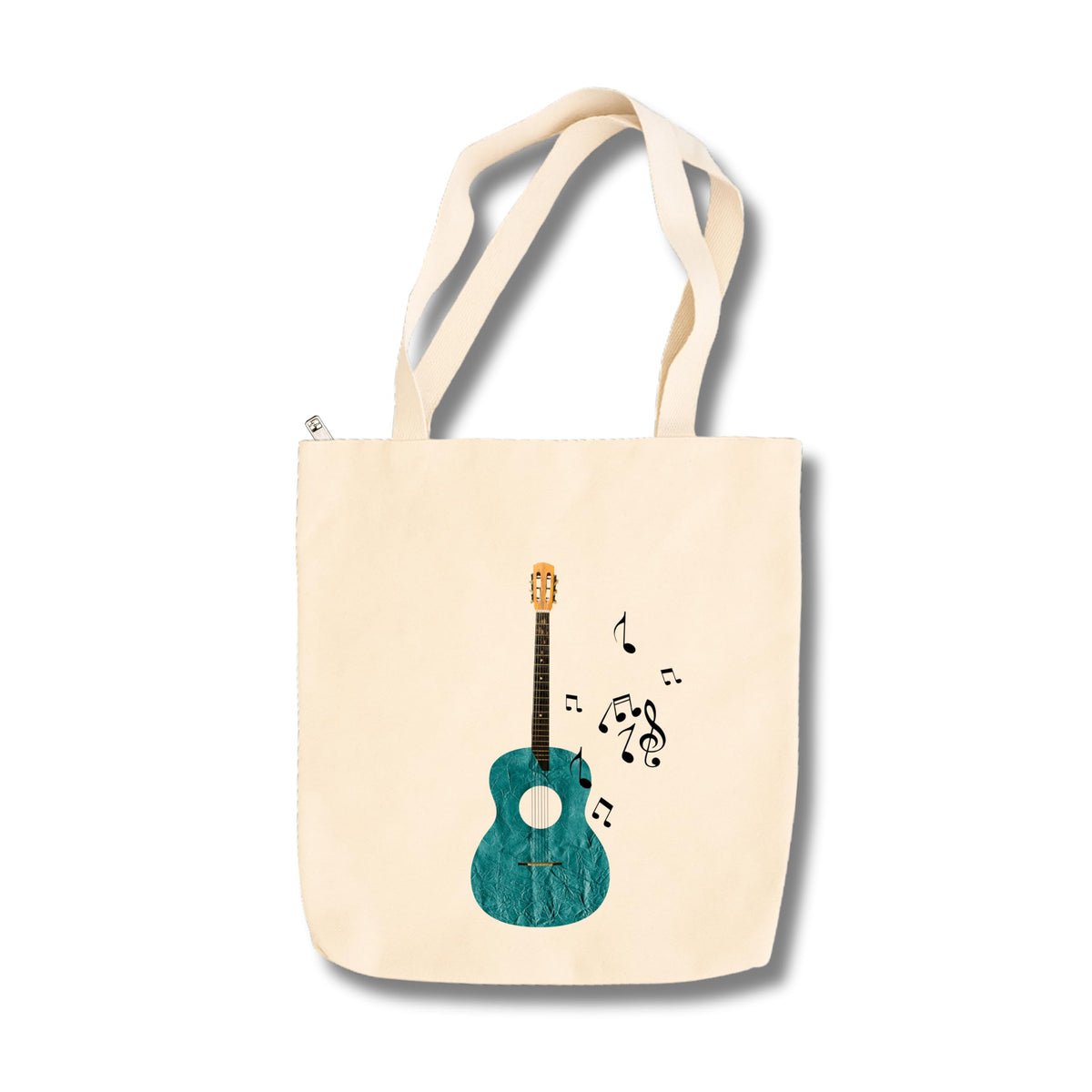 snapiq COTTON 350 GSM Canvas Tote Bag for Women and Girls Thick Fabric with Zipper (Beige, Guitar1)