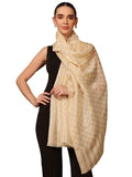 Pashmoda Women Champagne Check Reversible Zari Moonlight Fine Wool Stole (Size : 28x80in, 71X203cm) ZSST02