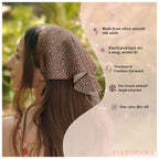 Hair Drama Co. Le Noir Floral Print Elastic Bandana Head Scarf for Women | Silk Satin Head Wrap Bandana Scarves | Boho Style Statement Headband Scarves | All Day Wear Scarves | Hair Scarf Accessories