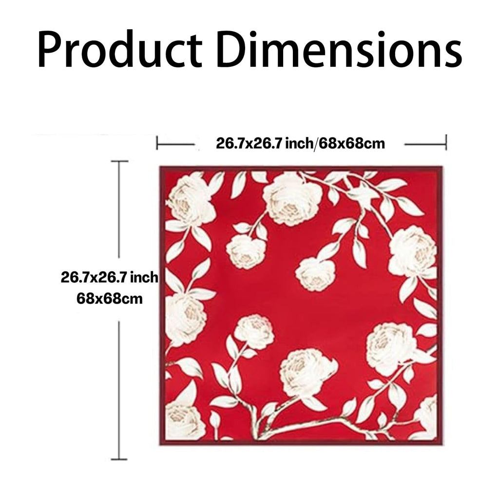 Mgbmyltm 1-Piece Burgundy Camellia Print Satin Square Scarf, 70x70cm Hair Bandana and Neck Wrap, Silky Scarf for Women Stylish Everyday Wear