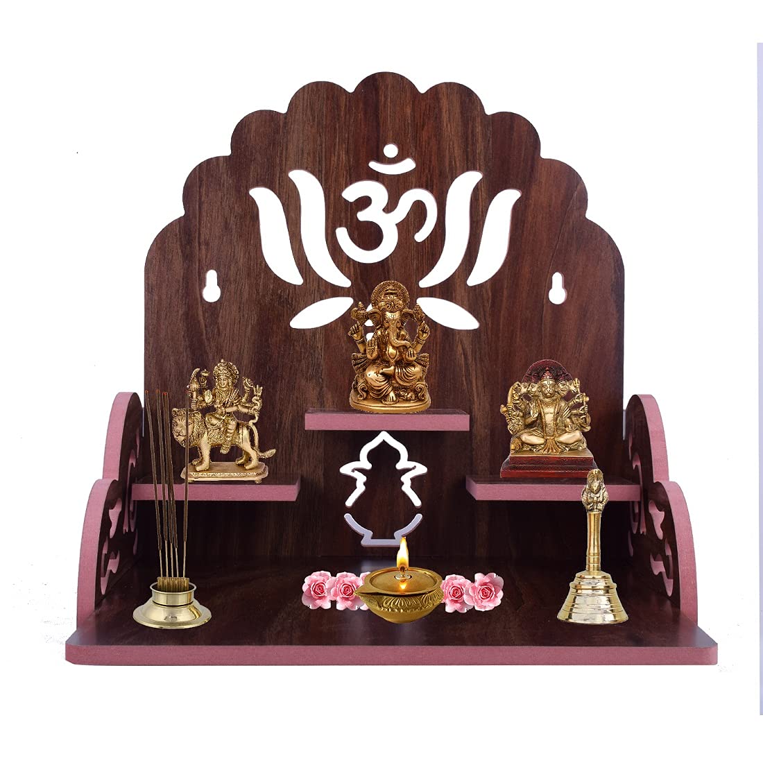 nexat Art Wooden Wall Hanging Temple for Home and Shop,Office and Home showpiece Temple(Size:28 X 26 X 28 inch) (5)