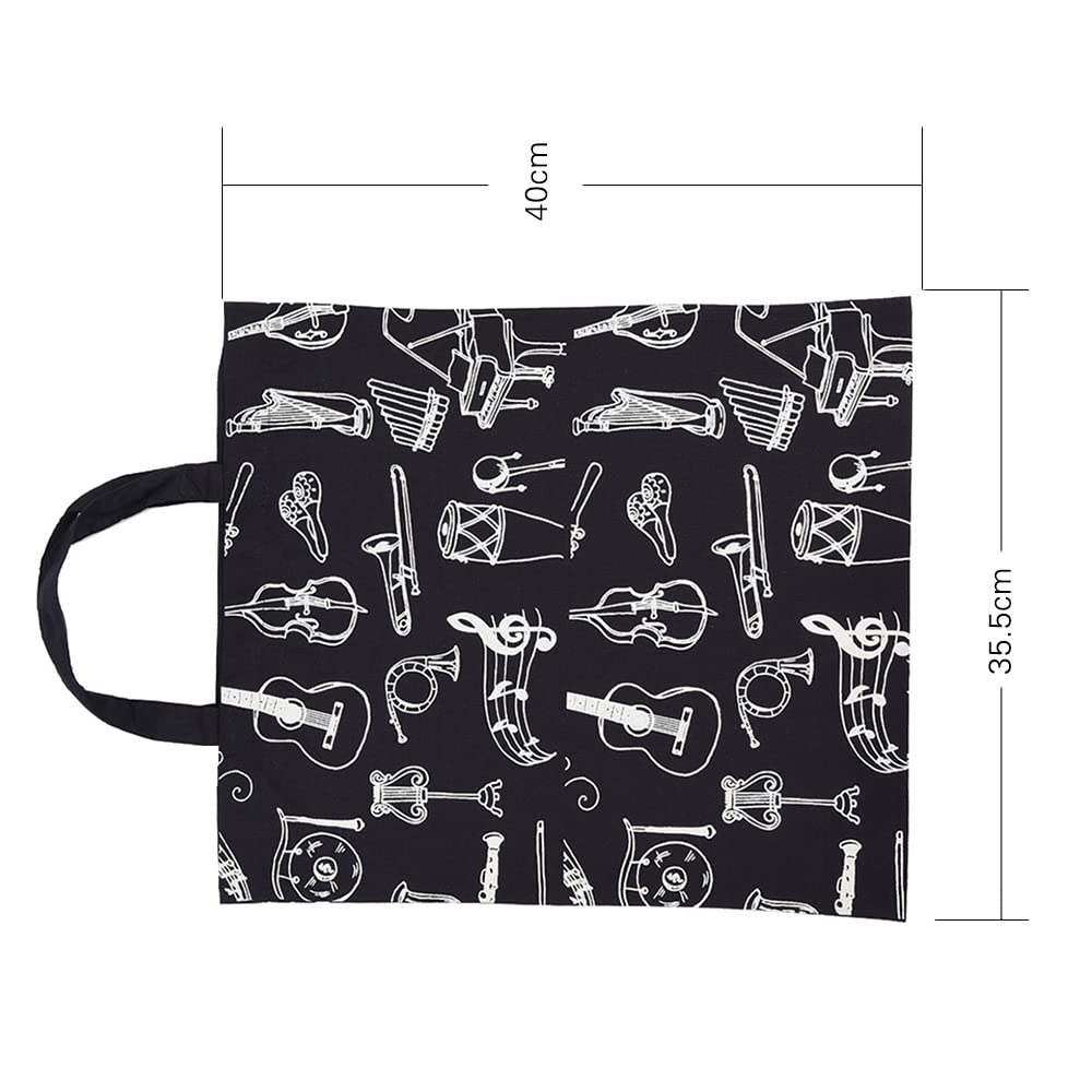 Cartoon Muscial Instruments Patterns Washable Cotton Cloth Music Tote Sulder Grocery Spping Bag for Students Girls