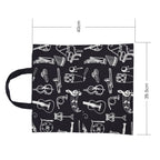 Cartoon Muscial Instruments Patterns Washable Cotton Cloth Music Tote Sulder Grocery Spping Bag for Students Girls