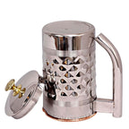Indian Art Villa Diamond Hammered Steel Copper Jug Picther with Brass Knob, Serveware, 1200 ML