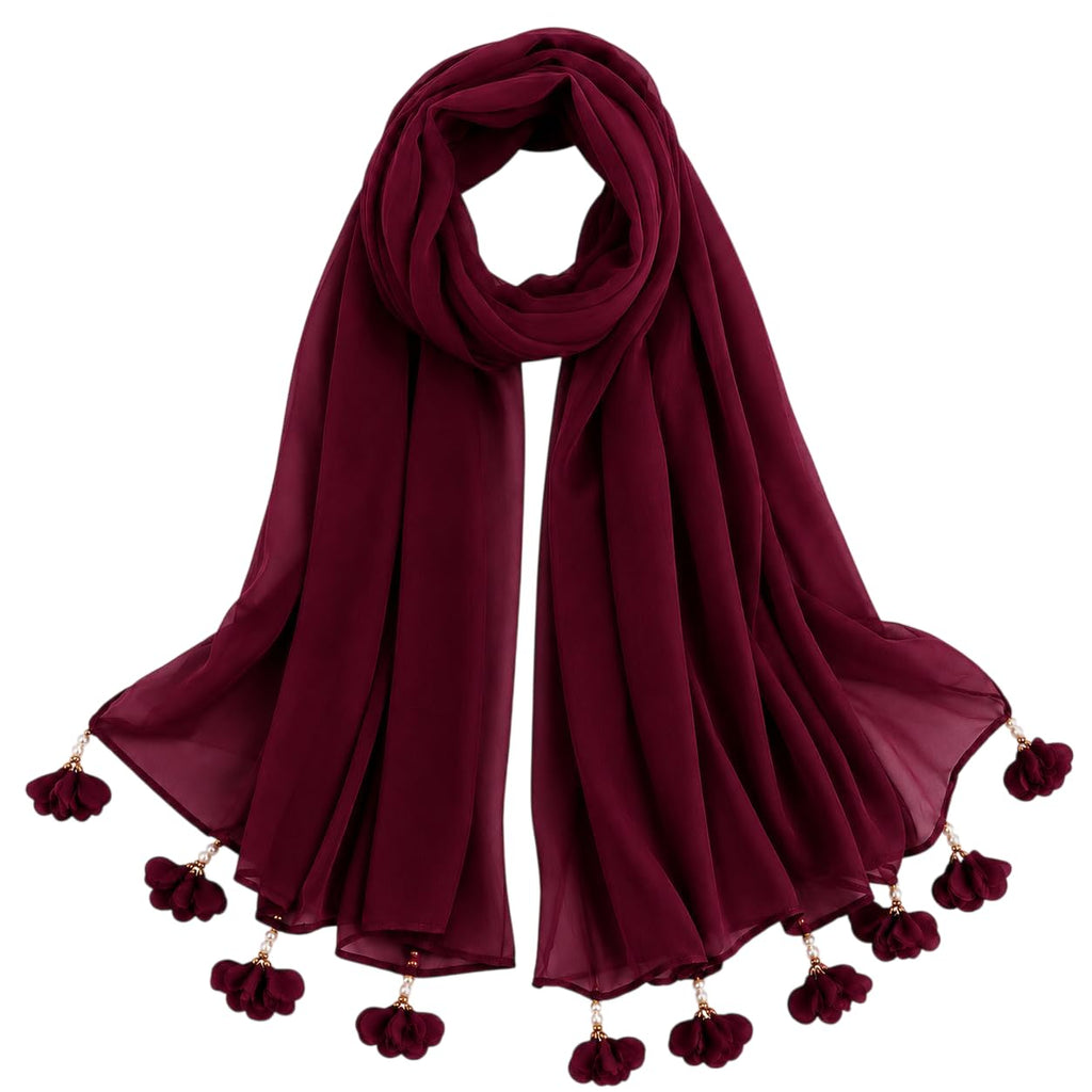 Women’s Chiffon Scarf Soft Lightweight Premium Stoles for Girls & Women | Stylish Modest Wear Dupatta for Daily & Party Use (Wine)