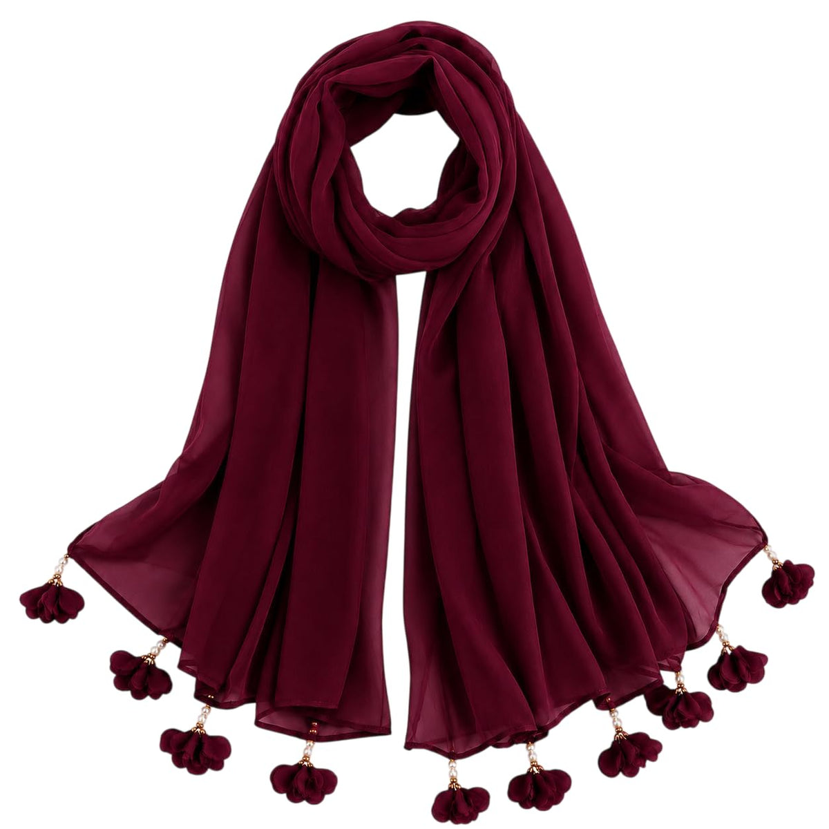Women’s Chiffon Scarf Soft Lightweight Premium Stoles for Girls & Women | Stylish Modest Wear Dupatta for Daily & Party Use (Wine)