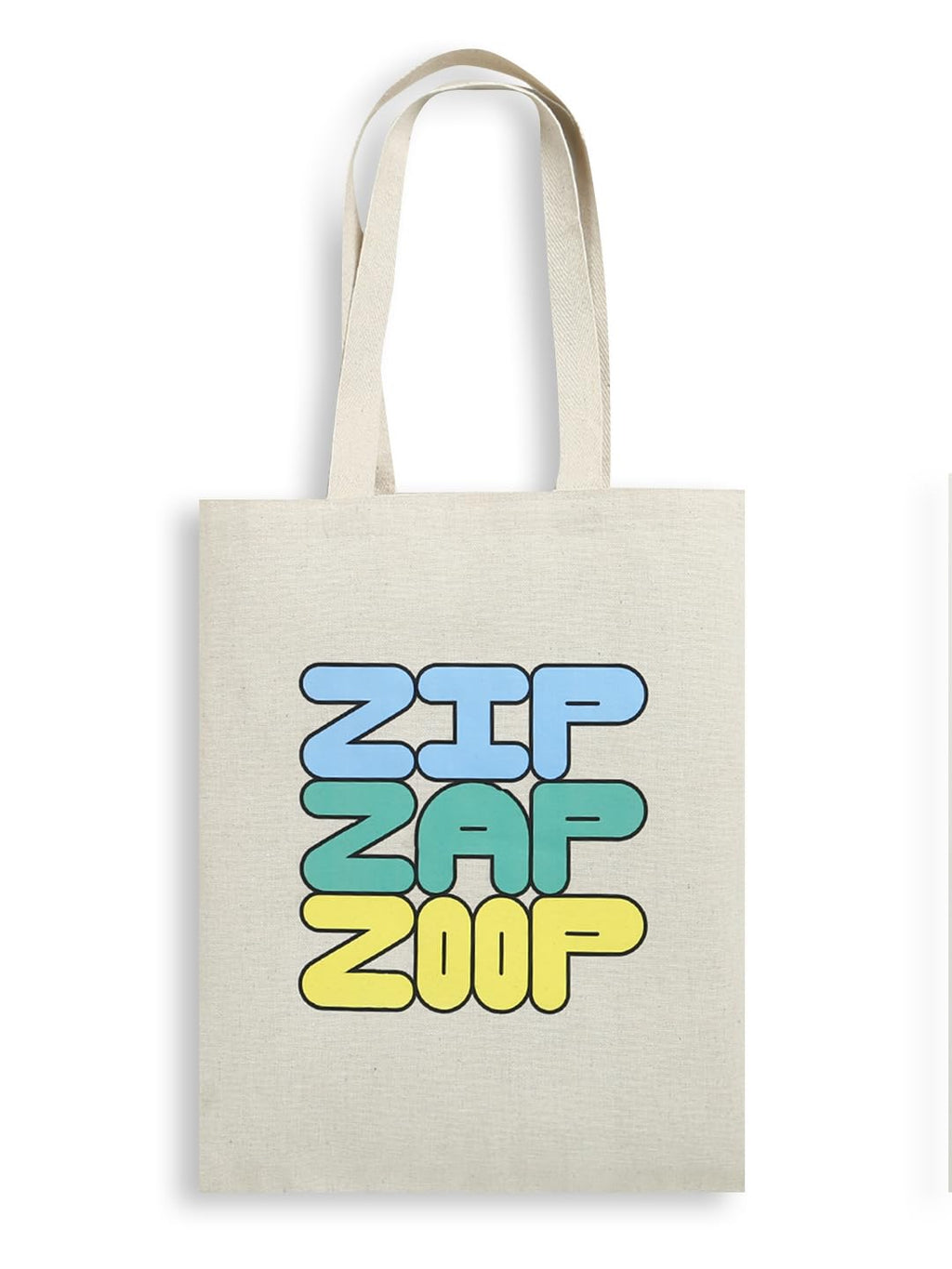 ZIP ZAP ZOOP Beige Brand Logo Print Canvas Cotton Shopping Bag With handle