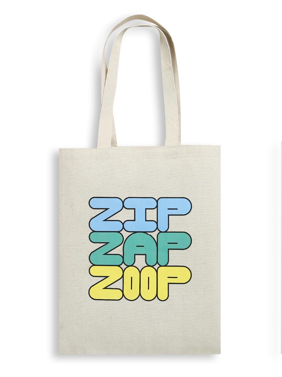 ZIP ZAP ZOOP Beige Brand Logo Print Canvas Cotton Shopping Bag With handle