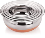 GlamourShop Stainless Steel Copper Base Serving Bowls Handi Set of 3 Pieces, Handi Set with Serving Bowl Set/Cookware Set/Sauce Pot and Handis (3 Handi Without Lid's)