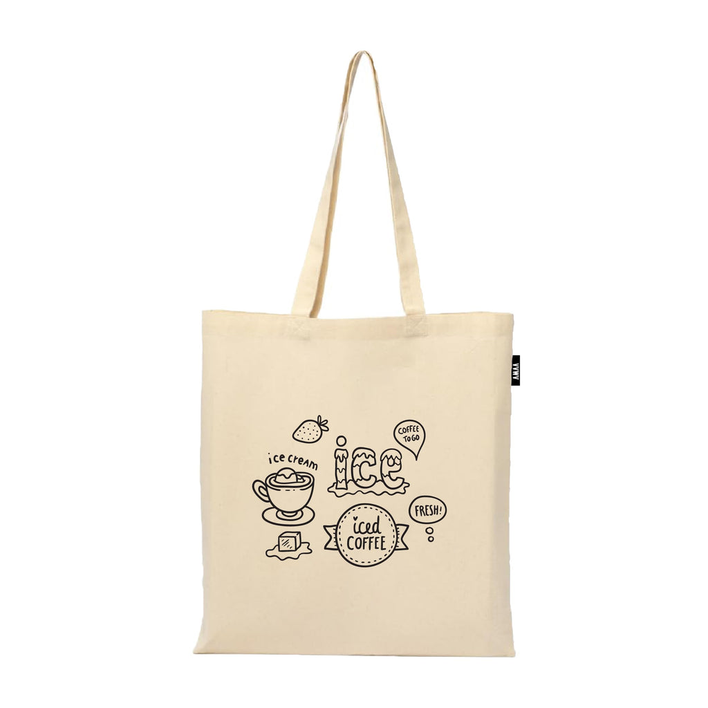VVWV Food Theme Printed Tote Bag | 100% Organic Cotton Shopping | Grocery | Tote Bag | Women Office College Grocery,Vegetable Bags Market, Canvas Bag 15kgs Capacity (13 x 15.7 Inch)
