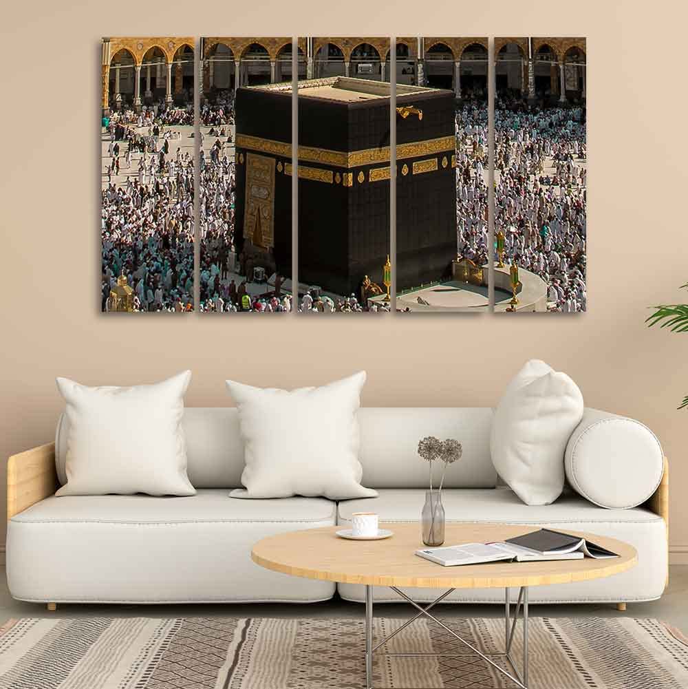 VIBECRAFTS Homcraft Kaaba Premium Wall Painting Set of Five For Home|Office|Living Room|Gift (PTVC5Pcs4_8673N)