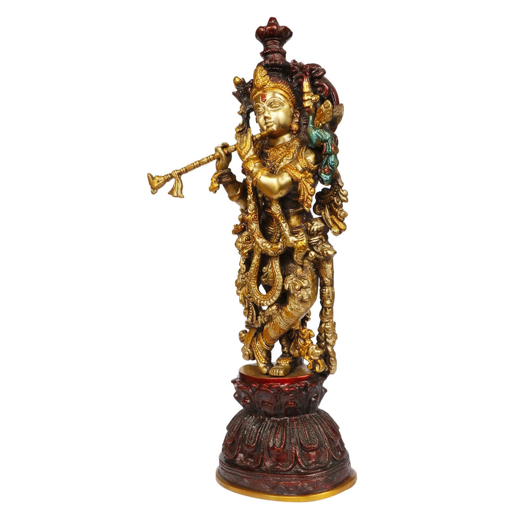 ARTVARKO Brass Krishna Idol Murli Krishan Bhagwan Statue Murti Gift Home Decor God Deity Lord Krishna Idol Statue Religious Height 21 Inches
