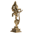 ARTVARKO Brass Dancing Ganesha Statue Ganesh on Shesh Naag Hood Murti Vastu Religious Figurine for Mandir, Living Room, Office Table and Home Decor 10.5 Inch