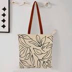StyleMyWay Large Cotton Designer Canvas Tote Bag with Zip, Inner Pocket for Shopping, Office & Daily Use (Abstract Black & White) | College Bag for Girls | Travel & Beach Bag