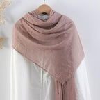 CrossKulture Crinkled PolyCotton Scarf for Women - 180 x 90 cm Stole | PolyCotton Scarf for Summers, Head Cover | Lightweight Scarf for Women Accessory (Brown)