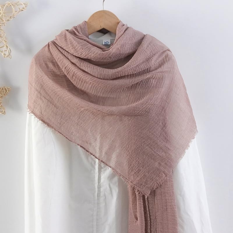 CrossKulture Crinkled PolyCotton Scarf for Women - 180 x 90 cm Stole | PolyCotton Scarf for Summers, Head Cover | Lightweight Scarf for Women Accessory (Brown)