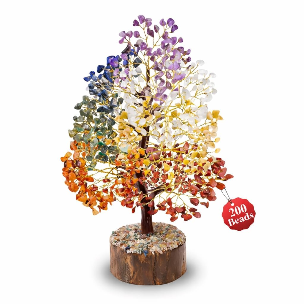 HEEZOX Seven Chakra Crystal Tree,200 Beads,Multicolor