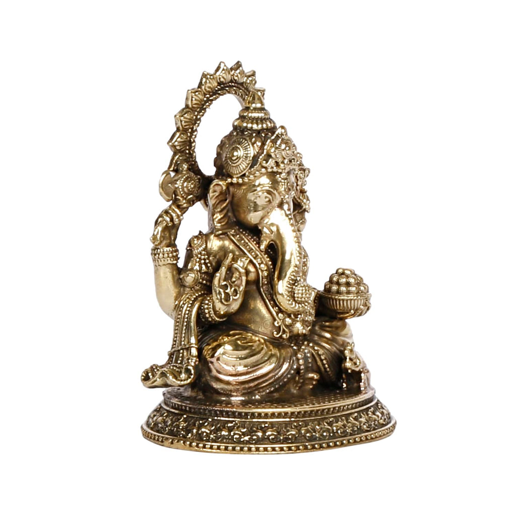 ARTVARKO Brass Ganesha Lord Ganesh Bhagwan Idol Ganpati Murti Statue for Home Office Entrance Decor Gift (Small 5x4x7 cm)