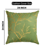 Stuffique Velvet Foil Cushion Covers 24 inch x 24 inch Set of 2, Pista Green