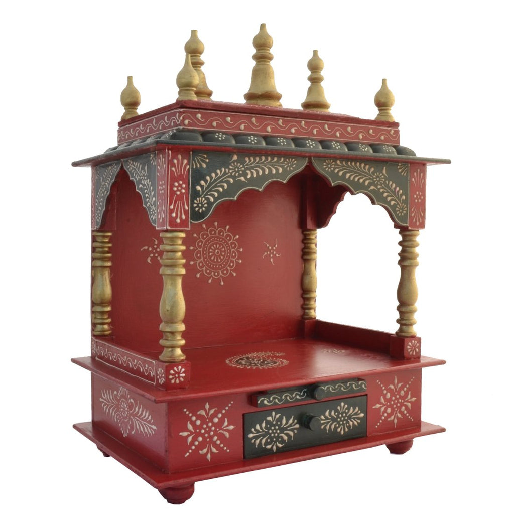 Jodhpur Handicrafts Wooden Temple/Home Temple/Pooja Mandir/Pooja Mandap/Temple for Home with Light
