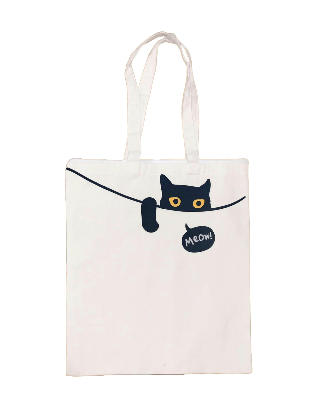 PB Pearlbags Canvas Tote Bag With Zip For Women, Duplex Printed Tote Bags for Women For Travelling, Shopping and College, Eco-friendly Stylish Modern Canvas Tote bags Meow-Offwhite