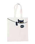 PB Pearlbags Canvas Tote Bag With Zip For Women, Duplex Printed Tote Bags for Women For Travelling, Shopping and College, Eco-friendly Stylish Modern Canvas Tote bags Meow-Offwhite