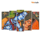 VIBECRAFTS Beautiful Radha Krishna Five Pieces Premium Wall Painting For Home|Office|Living Room|Gift (PTVC5Pcs2_6537)