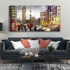 VIBECRAFTS Canvas Paintings for Living Room Drawing Room Street view of London Premium Wall Painting Fitted with Wooden Frame for Home|Office|Gift(PTVCH_2264)(48 x 24 Inches)