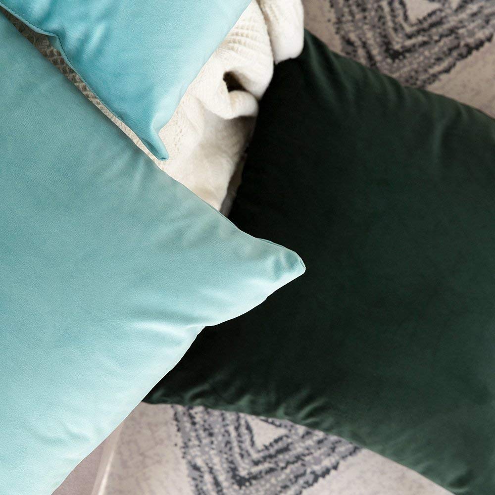 Khooti Velvet Cushion Cover, 16x16 | Teal Green | Pack of 3 | Solid Plain Soft & Smooth, Decorative Cushion Covers for Living Room, Bedroom, Couches, Chairs, Sofas, Beds & Home Decor
