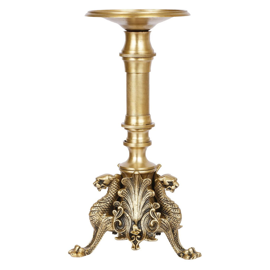 ARTVARKO Brass Designer Candle Holder For Table Centerpiece Living Room Tibetan Nepali Dragon Tealight Holder Stand 13 Inch.,Gold