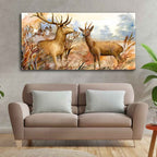 VIBECRAFTS Canvas Paintings for Living Room Drawing Room Pair Of Deer In The Forest Canvas Wall Painting Fitted With Wooden Frame For Home | Office | Living Room | Gift (PTVCH_2461)