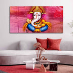 VIBECRAFTS Canvas Paintings for Living Room Drawing Room Ganesha Canvas Wall Painting Fitted With Wooden Frame For Home | Office | Living Room | Gifts (PTVCH_2570)
