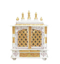 Jodhpur Handicrafts MDF Wood Home Temple Puja Mandir Home Temple Pooja Mandir with Door Pooja Room Stand (18 inch x 12 inch x 24 inch, White & Golden)