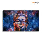 VIBECRAFTS Divine Buddha Head Wall Painting Five Pieces For Home|Office|Living Room|Gift (PTVC5Pcs4_8640)