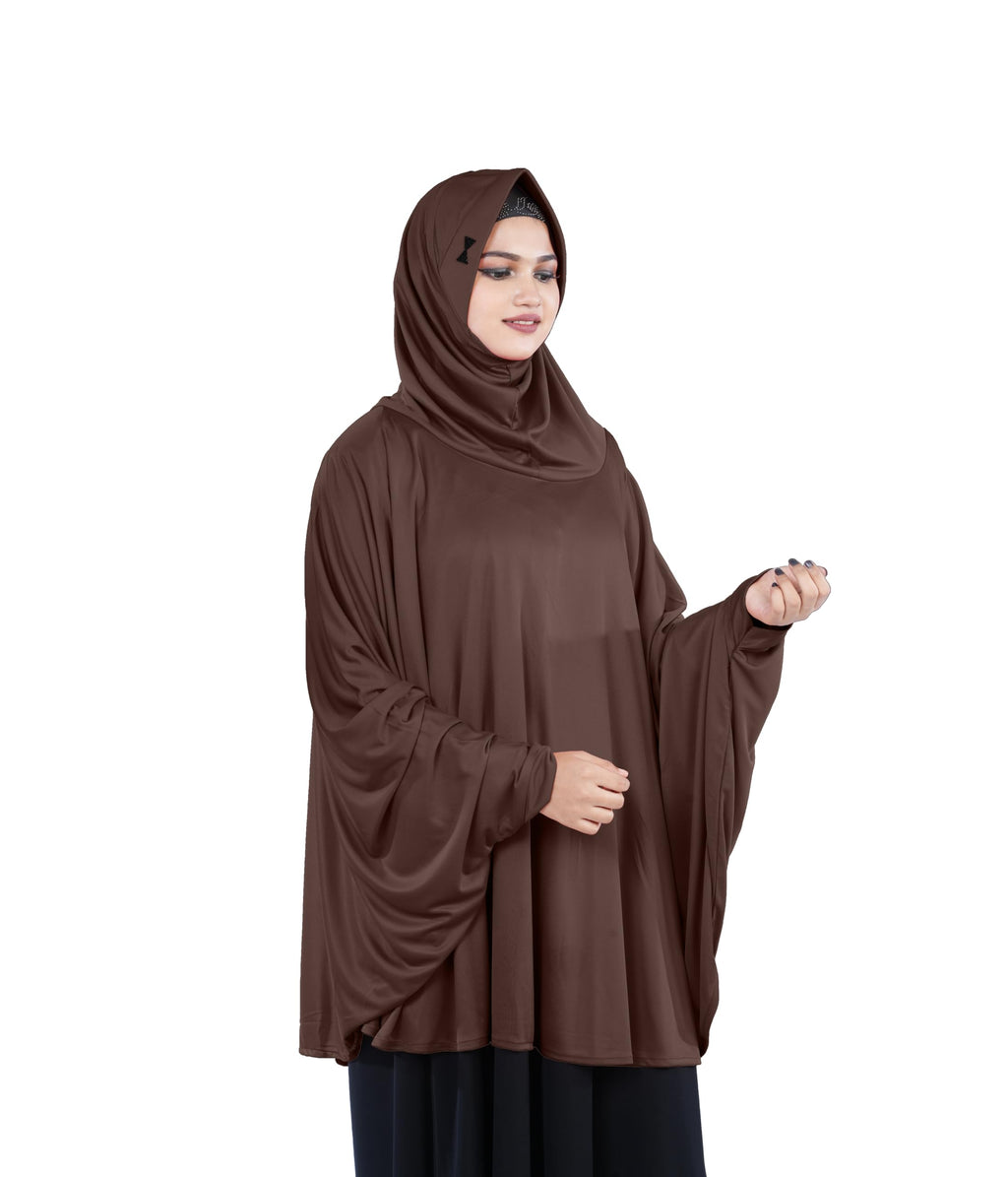 Mehar Hijab's Women's Stylish Hijab Solid Polycotton Feel Good Fabric HANANA Sleeve Hijab Free Size (Cocco)