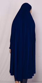 ICW Women Stretchable Jersey Smoking Sleeve Jilbab Cum Prayer khimar Hijab (Free Size) 60 Inch (Blue)