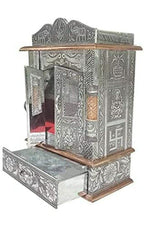 Suhanika Crafters Wooden Pooja Mandir with Copper Aluminum Accents | Big Size Pooja Temple for Home, Office, Pooja Room | Dev Ghar Sagache Mantapa (Small (6X12) INCHES)