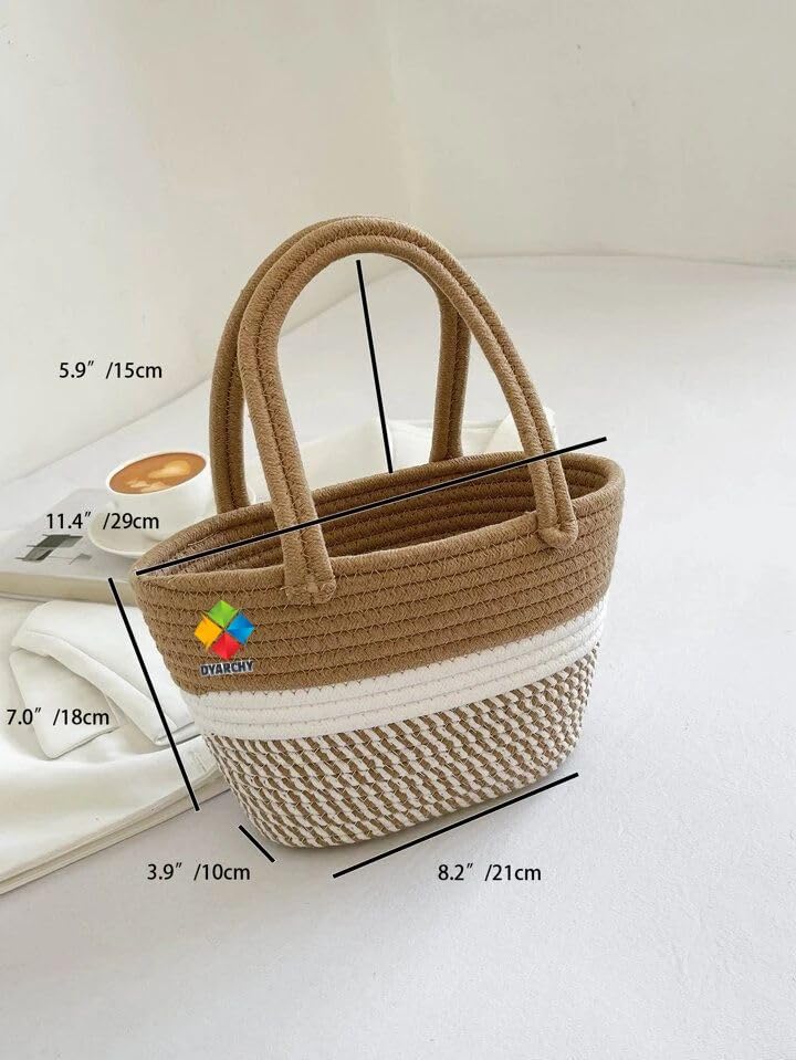 DYARCHY Handmade Cotton Rope Tote Bag | Eco-Friendly Multipurpose Handbag for Women | Casual Shoulder Bag for Shopping, Picnic, Travel & Everyday Use (BEIGE)