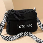 Street27 Women’s Premium Corduroy Tote Bag with Adjustable Wide Strap, Multi-Pocket Crossbody & Shoulder Handbag, Lightweight Everyday Carry with Secure Zipper Closure | (Black)