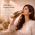 JAIPUR ACE Pure Copper Water Bottle with Glass Set Peacock Design | 100% Copper Drinking Bottle Set I Ayurvedic Health Benefits Leak Proof Premium Designer Bottle Set for Home Office (Royal Peacock)
