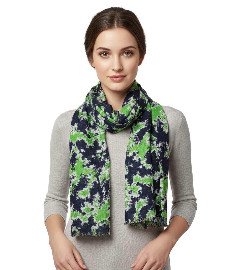 Fabtone Women’s Scarf/Stole | Blue & Green Cloud Print | Soft Lightweight Fabric | 70x180 cm | All-Season Wrap | Sweat Absorbent | Dust & Sun Protection | Fashion Scarf for Women