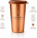 Pure Copper Tumbler with Lid, 500ml Copper Water Cup, 100% Pure Copper Drinking Glass, BPA-Free Leak-Proof Copper Mug for Office, Travel & Home, Ayurvedic Water Vessel, Reusable Eco-Friendly Drinkware
