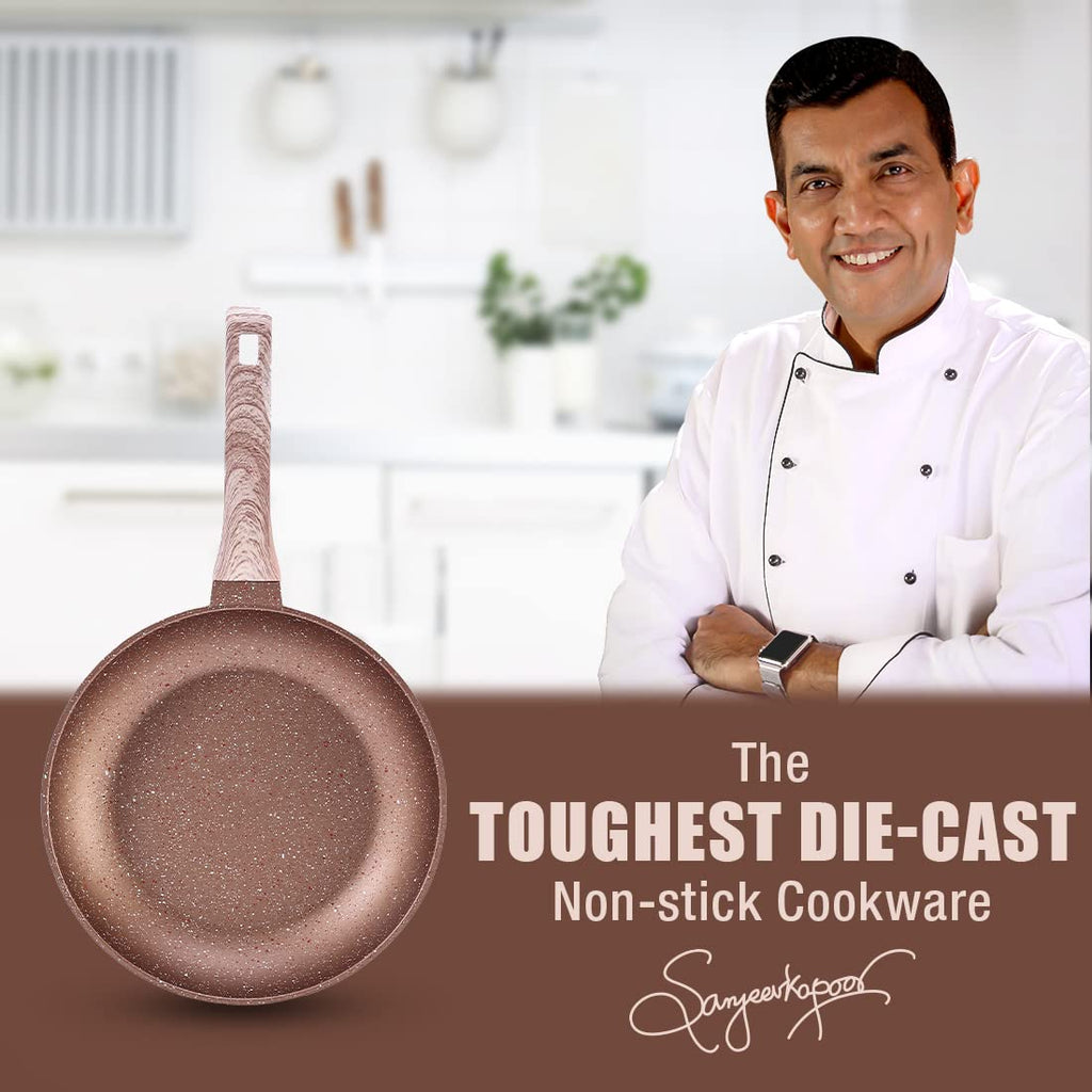 Wonderchef Duralife Die-cast Non-Stick Fry Pan 24cm for Kitchen, Non-toxic Chemical & PFOA Free Duramax Coating, Low-oil Cooking Cool-touch Handle, Gas Stove & Induction Friendly, 2-Yr Warranty Copper