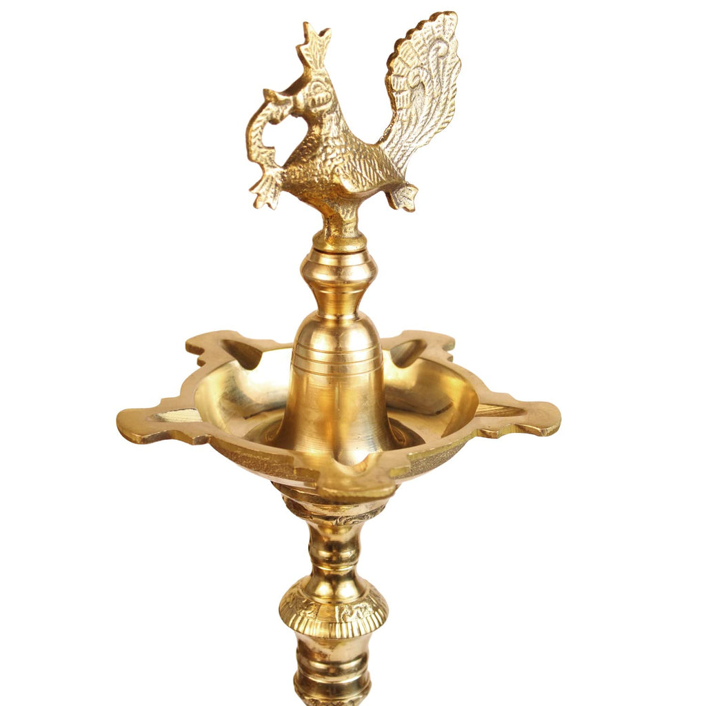Artvarko 2 Ft Big Brass Diya Peacock Inauguration Traditional Handmade Multiwick Oil Diya Kuthuvilakku Kiran Lamp for Temples, Diwali Puja, Functions Festival Gifts & Home Decor .